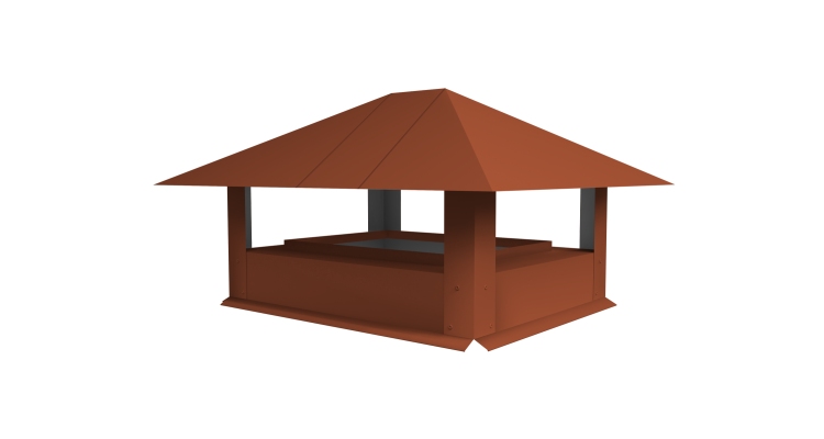 Дымник на трубу 520х390мм 0.5 PurLite Matt с пленкой RAL 8004 терракота