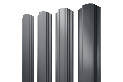 Штакетник Прямоугольный фигурный 0,45 PE-Double RAL 7024 мокрый асфальт