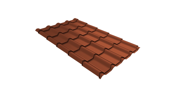 Металлочерепица камея Grand Line 0,45 Drap TX RAL 8004 терракота