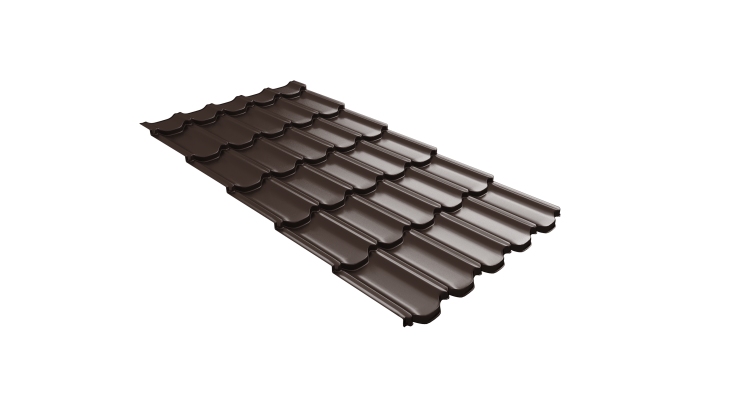 Металлочерепица  квинта плюс Grand Line c 3D резом 0,45 Drap TR RAL 8017 шоколад