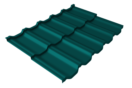 Металлочерепица модульная квинта uno GL 0,45 PE RAL 5021 водная синь