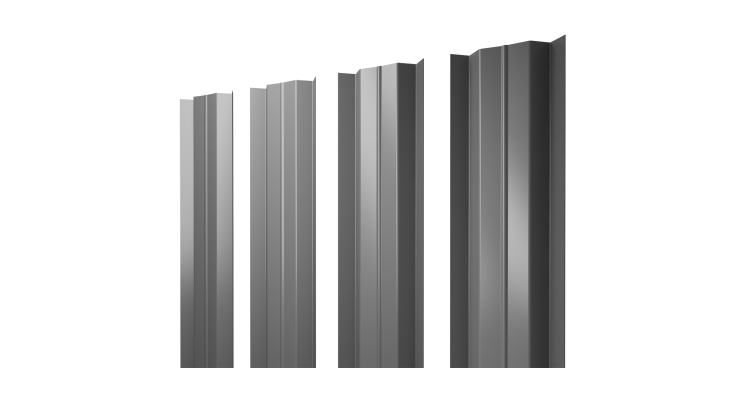 Штакетник М-образный В с прямым резом 0.5 Satin RAL 9006 бело-алюминиевый