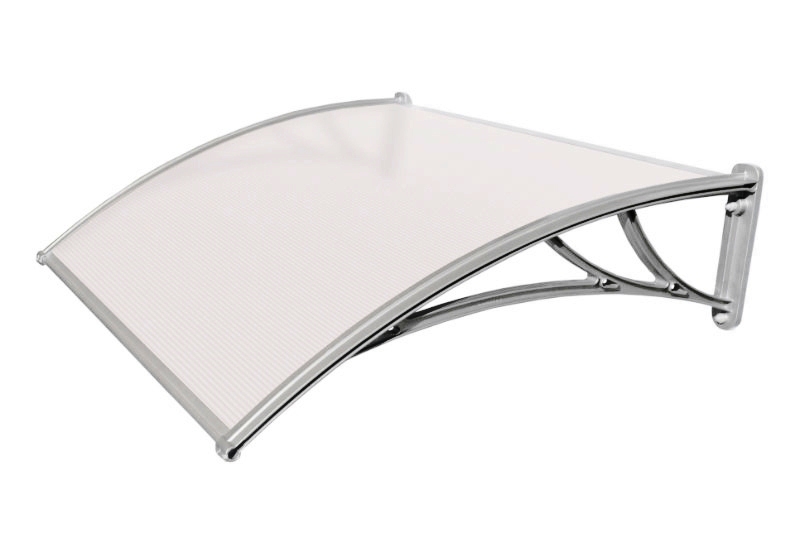 Козырек Krovent из поликарбоната 1200х930х280 молочный (серебристый кронштейн)