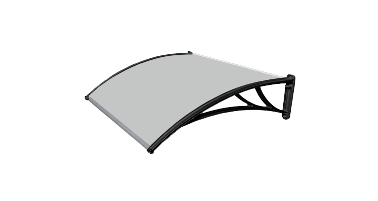 Козырек Krovent из поликарбоната 1500х930х280 серебристый (черный кронштейн)